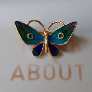 ANTIQUE Vermeil Gold 800 FILIGREE ENAMELED BROOCH